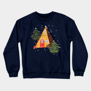 Snowy A-frame Cabincore Forest Crewneck Sweatshirt